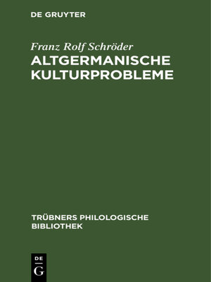 cover image of Altgermanische Kulturprobleme